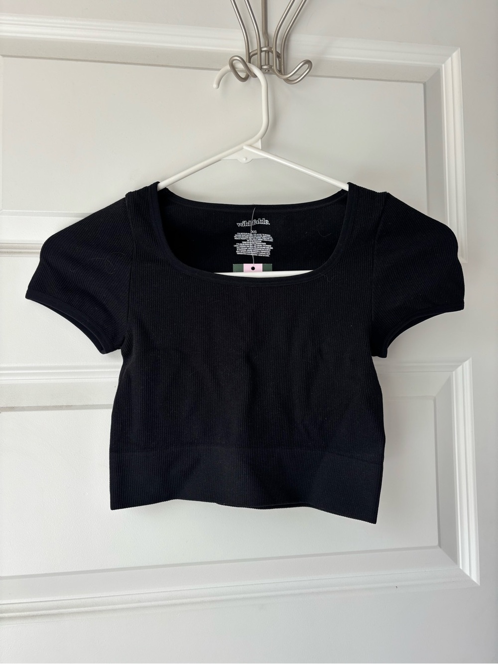 wild fable Black Ribbed Square Neck Crop Top